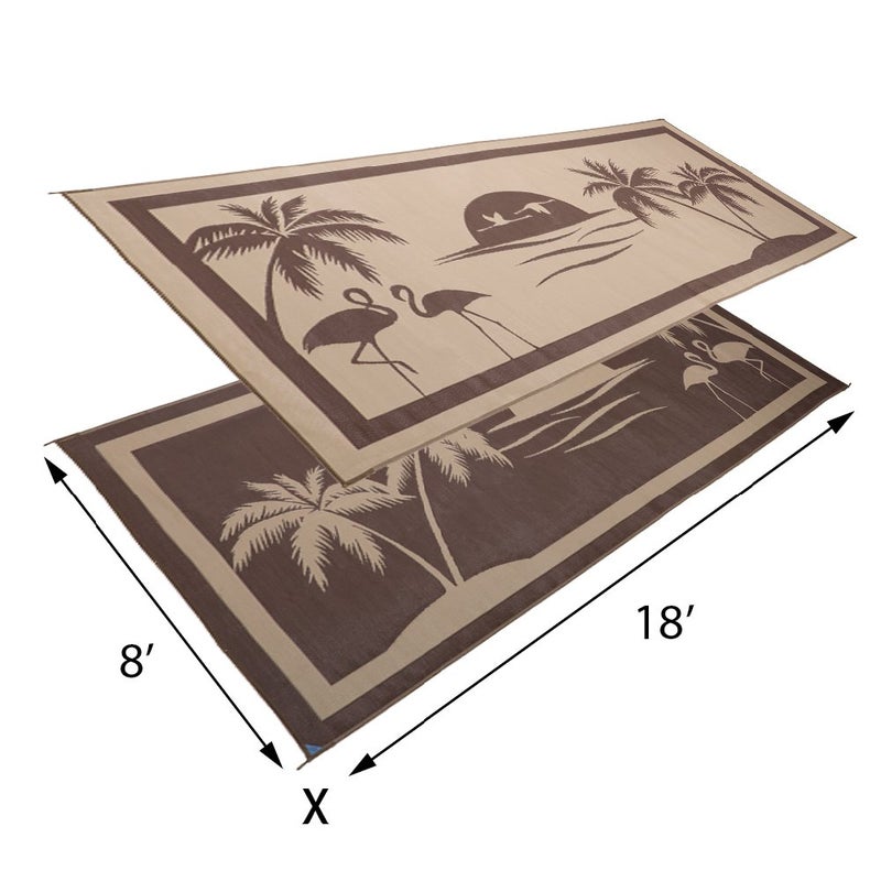 Stylish Camping TO8187 Brown/Beige 8' x 18' Tropical Oasis Mat, 1 Pack - Image 2
